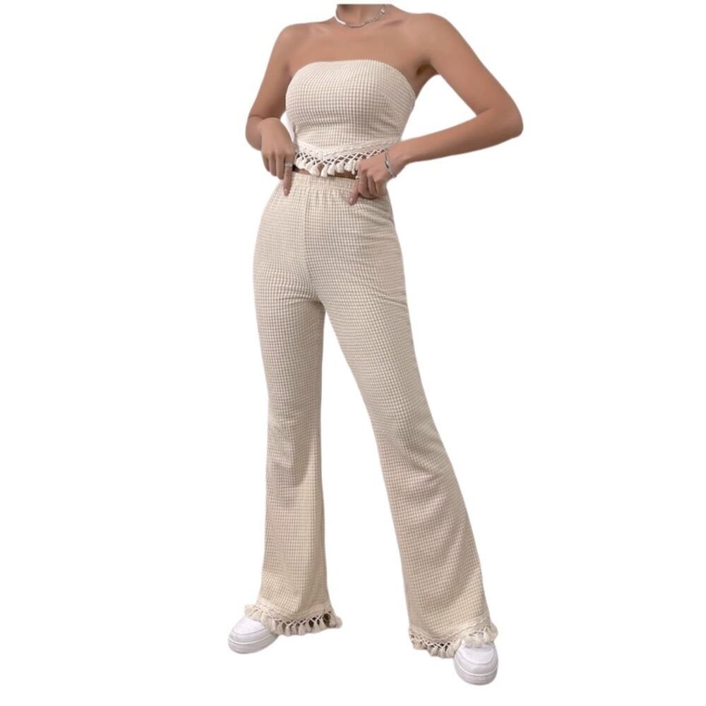 SALANT Women's Two-Piece Suit - Solid Tube Top & Pants Set Size Small